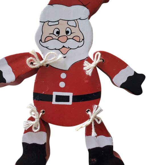 Wood Painted Santa Ornament Retro Vintage Look - Picture 3 of 7